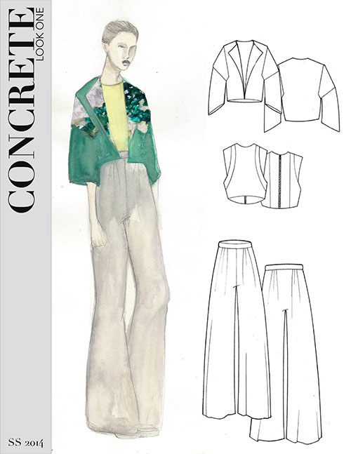 Sketches of garments by Rachel Johnson