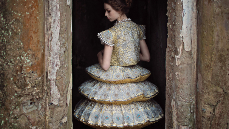 Woman in dress by Guo Pei